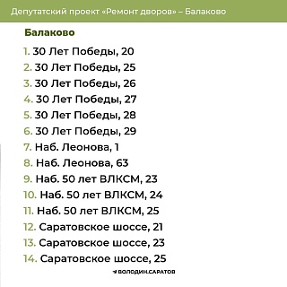 В городе Балаково отремонтируют 69 дворов в этом году