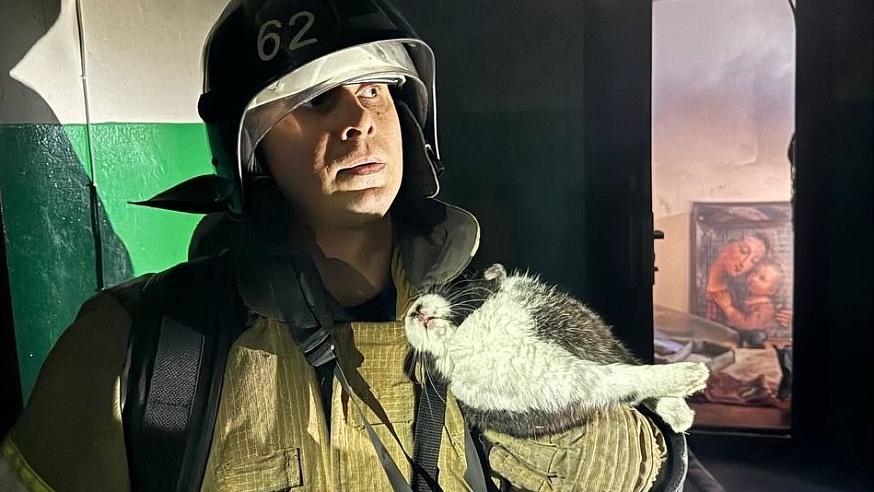 На пожаре спасли женщину с кроликом 