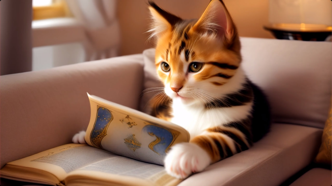 кот читает 