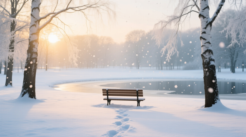 парк, зима, ии