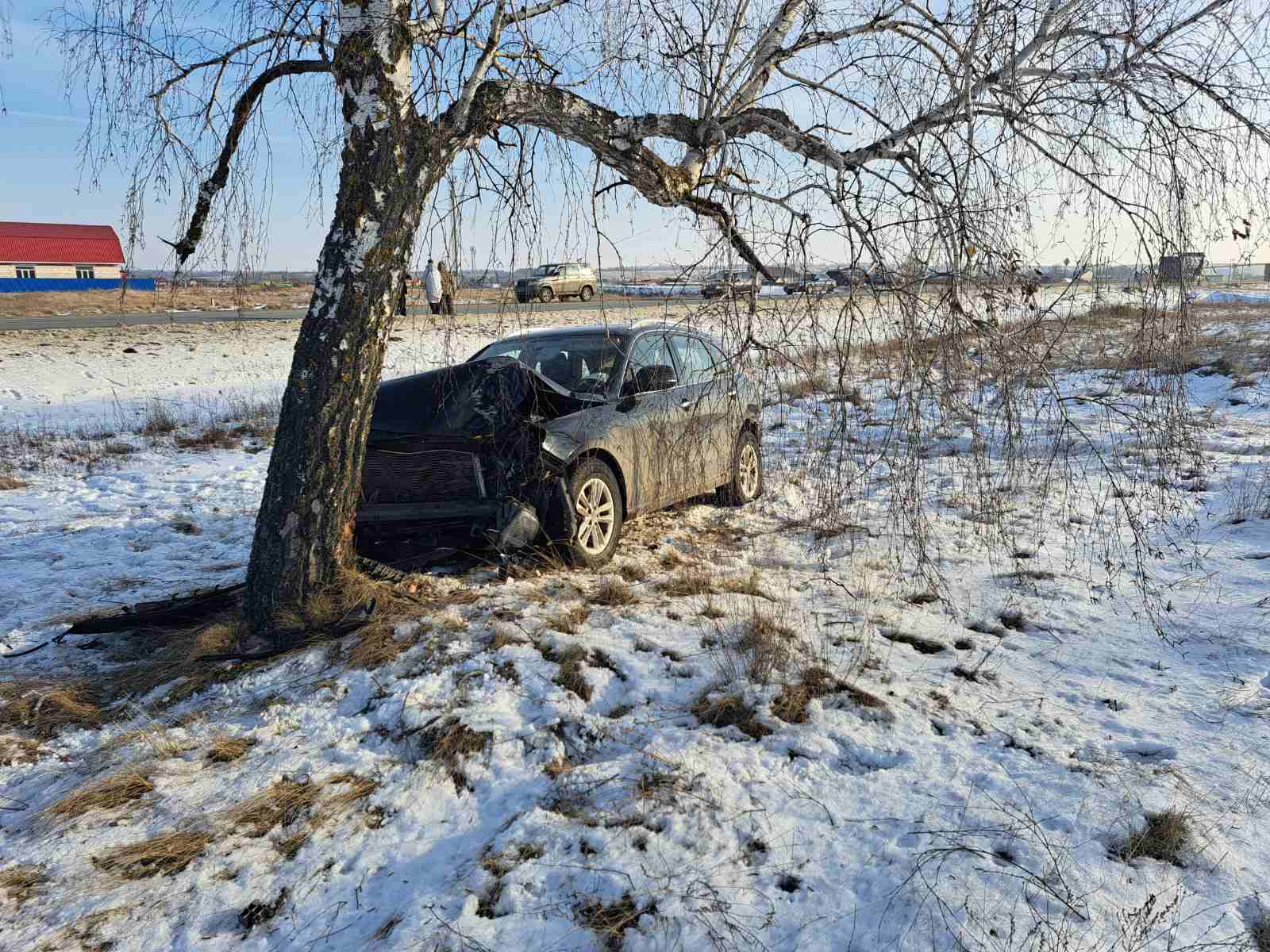 Под Саратовом иномарка слетела с дороги и врезалась в дерево после  столкновения с 