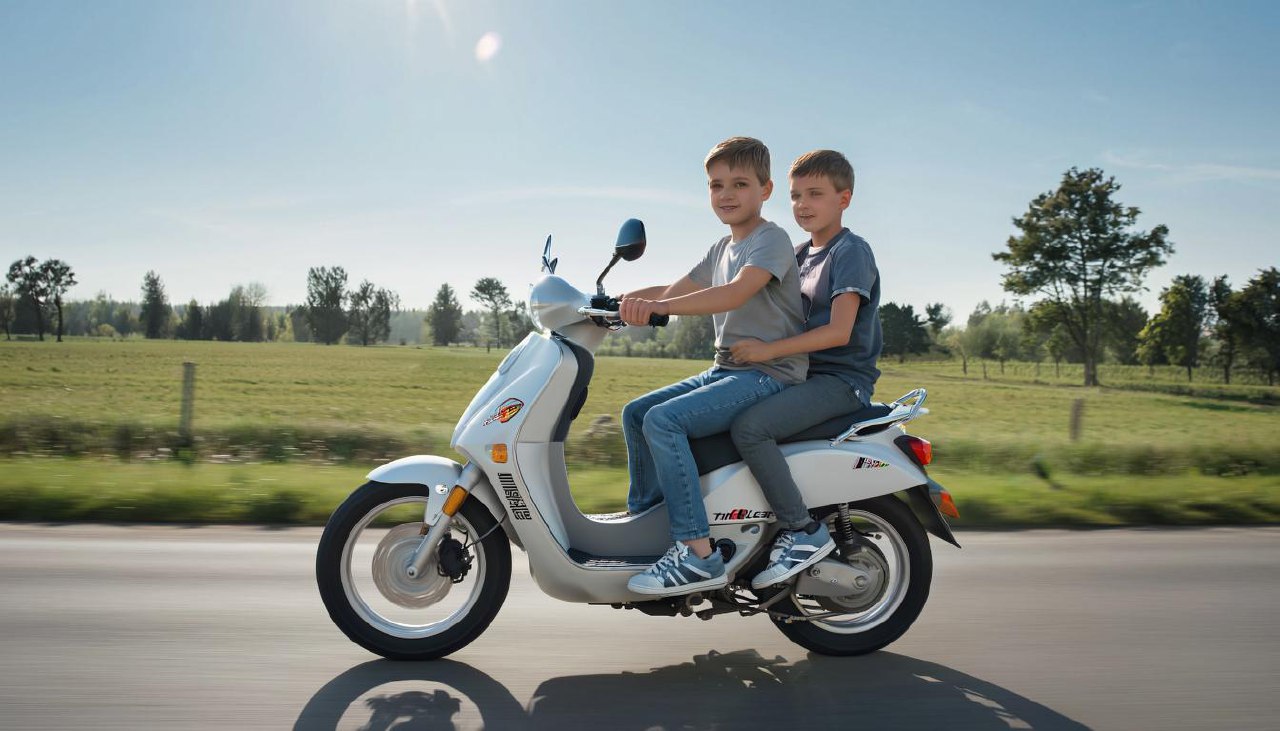 Дети на мопеде