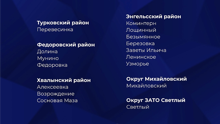 В список опорных населенных пунктов регионального значения вошли 154 территории Саратовской области