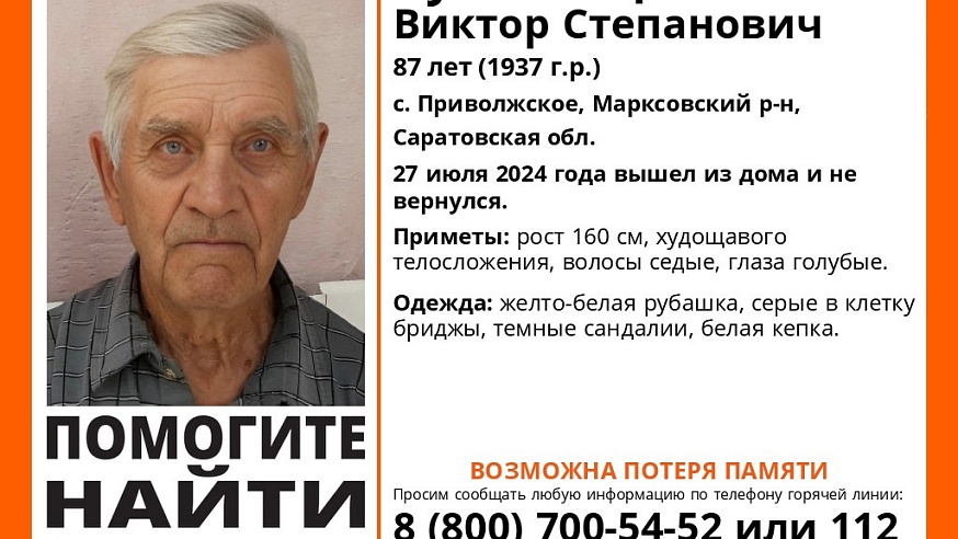 В Саратовской области вторые сутки ищут 87-летнего Виктора Кушманцева