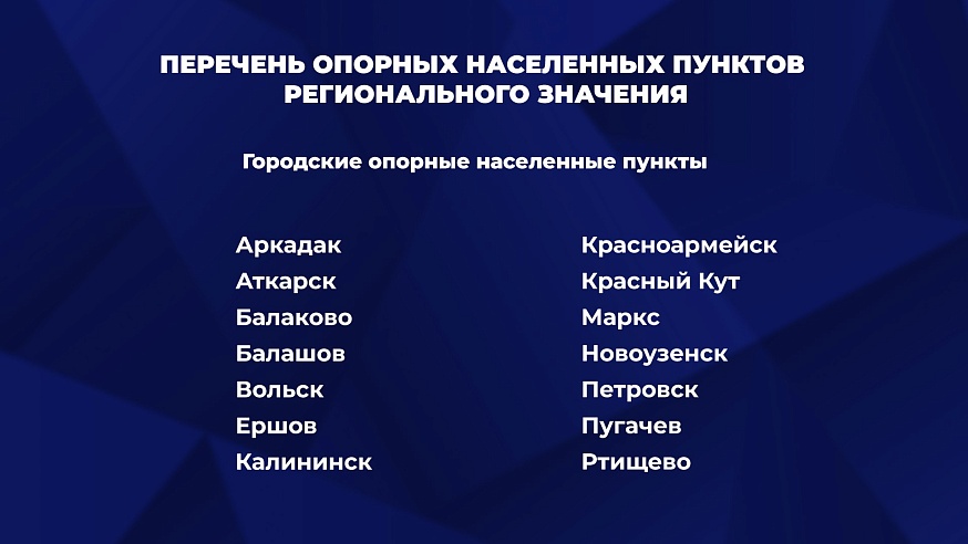 В список опорных населенных пунктов регионального значения вошли 154 территории Саратовской области