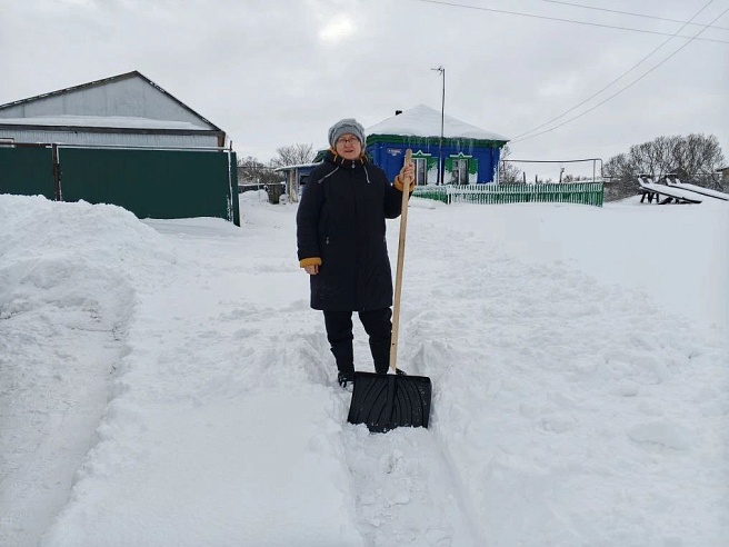 В Саратовской области социальные работники помогают пожилым расчищать дворы от снега
