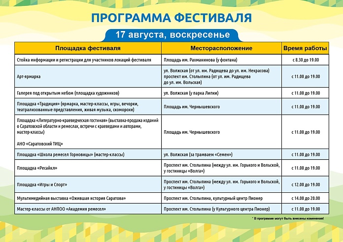 Опубликована программа "Палитры ремесел" в Саратове 