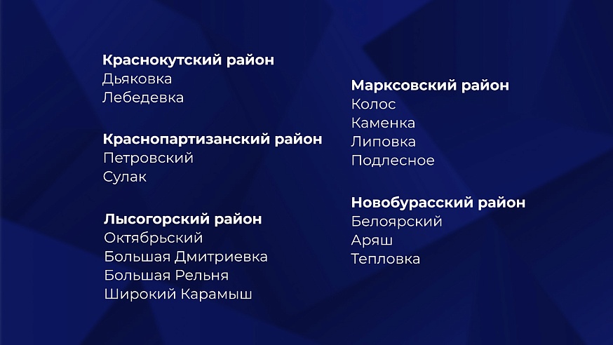 В список опорных населенных пунктов регионального значения вошли 154 территории Саратовской области