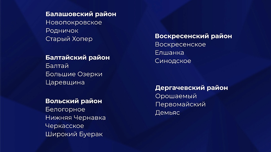 В список опорных населенных пунктов регионального значения вошли 154 территории Саратовской области
