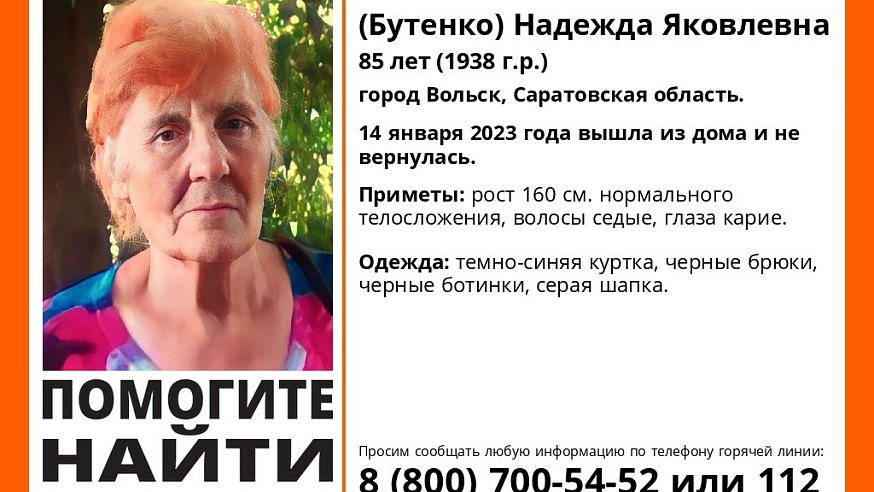 В Саратовской области пропала 85-летняя женщина