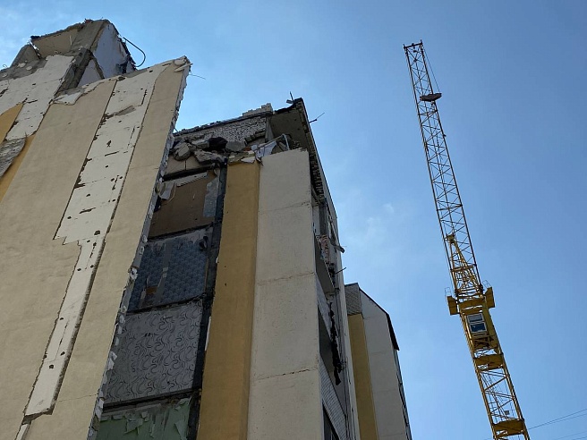 На Блинова идет укрепление дома №4 после взрыва газовоздушной смеси в доме №2