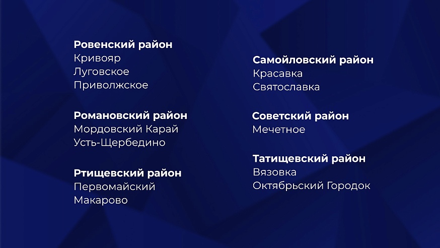 В список опорных населенных пунктов регионального значения вошли 154 территории Саратовской области