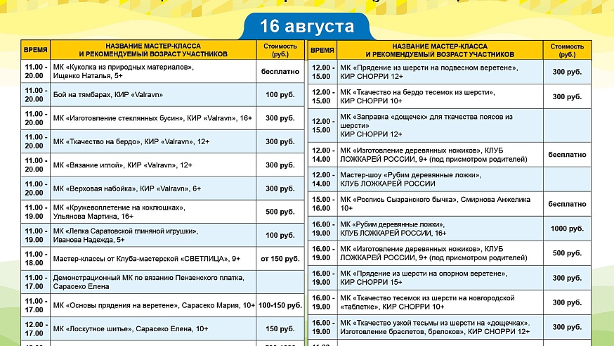 Опубликована программа фестиваля "Палитра ремесел" в Саратове