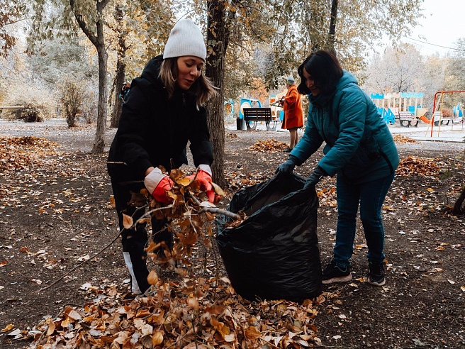 Во время субботника в сквере «Территория детства» высадили 20 молодых кленов