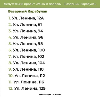 Обнародован список дворов, которые в этом году отремонтируют в Татищеве и Базарном Карабулаке