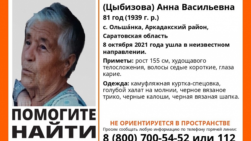 В Саратовской области идут поиски 81-летней Анны Малюгиной
