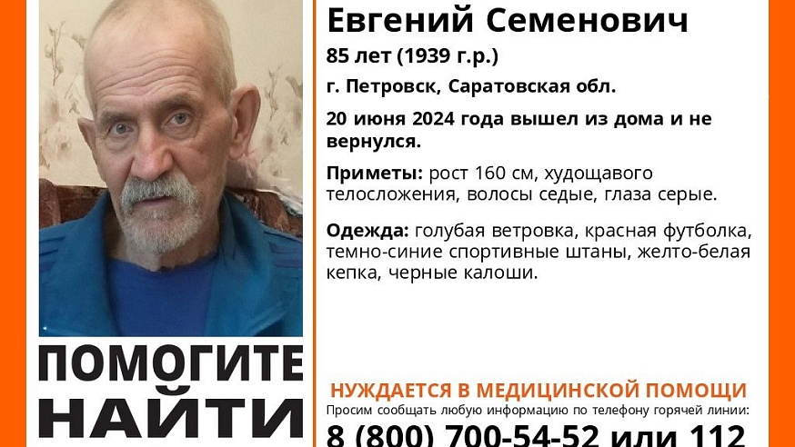 В Саратовской области ищут 85-летнего мужчину