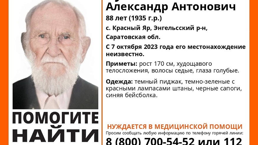 Под Саратовом ищут пропавшего 88-летнего мужчину