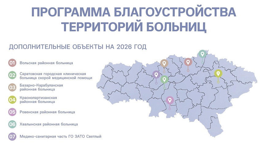 В следующем году в Саратовской области дополнительно отремонтируют территории семи больниц