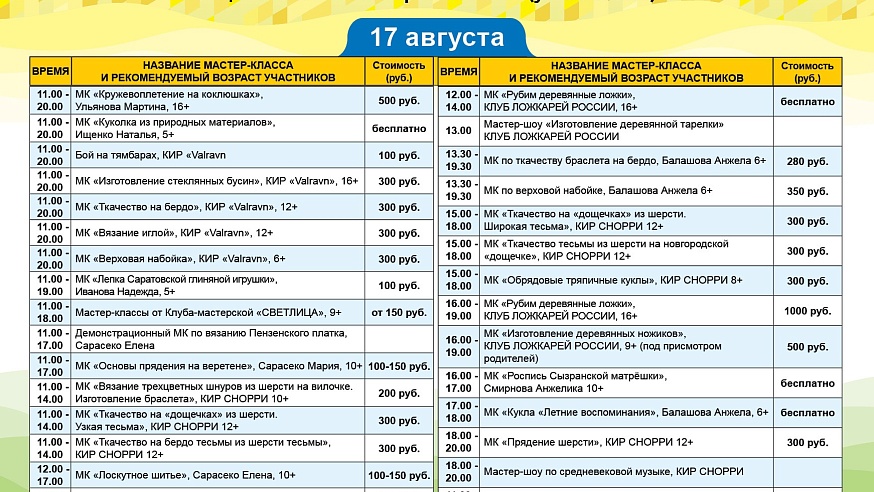 Опубликована программа фестиваля "Палитра ремесел" в Саратове